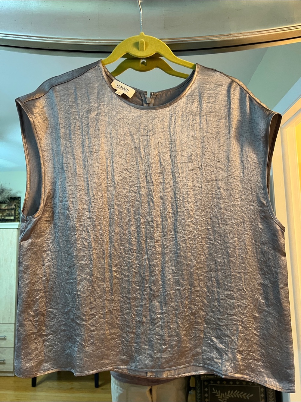 HAVEN Well Within Metallic Silver Sleeveless Shell Top
